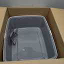 Amazon Basics Large Cat Litter Box with High Sides, Open Top for Easy Access, Includes Scoop with Storage, 19" x 15" x 11.75", Grey/Beige