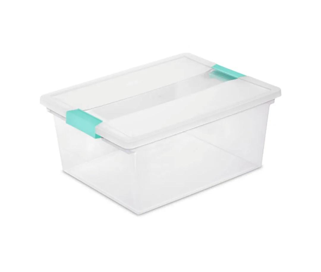 Sterilite 2-Pack Clip Box, Stackable Clear Plastic Bins with Latching Lids, Deep - Writing, Arts or Crafts Supplies Storage Containers for Home, Office, Classroom and Workshop Organization