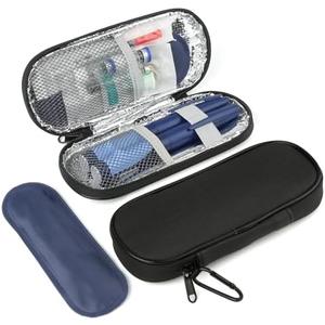 GERMUN Insulin Pen Cooler Travel Case with 2 Reusable TSA Approved Ice Packs, Diabetic Medication Insulated Cool Organizer Bag for Insulin Pens and Other Diabetic Supplies Storage (Black)