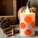 Fall Pumpkin LED Lantern Decor 6.5 in, Battery Operated Autumn Harvest Decorative Lanterns Thanksgiving Standing Porch Halloween Table Indoor Outdoor Decor