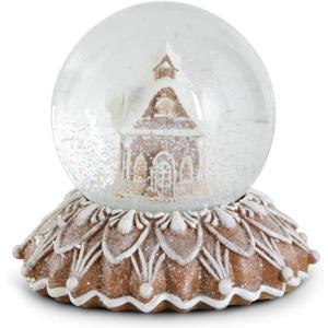 K&K Interiors Brown Resin Glittered Gingerbread House Snow Globe, 5-inch Height, Christmas Decoration