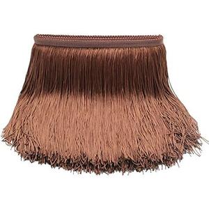 10 Yards of Polyester Fringe Trim 8 Inch Wide for Clothes Dress Dance Costume Sewing DIY Crafting Home Decoration(Brown)