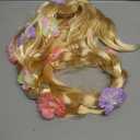 Super Long Princess Rapunzel Wig with Flowers-29 Inch Girls Blonde Braid Synthetic Wigs for Costume Cosplay Fairytale Ball Halloween Christmas Birthday Party