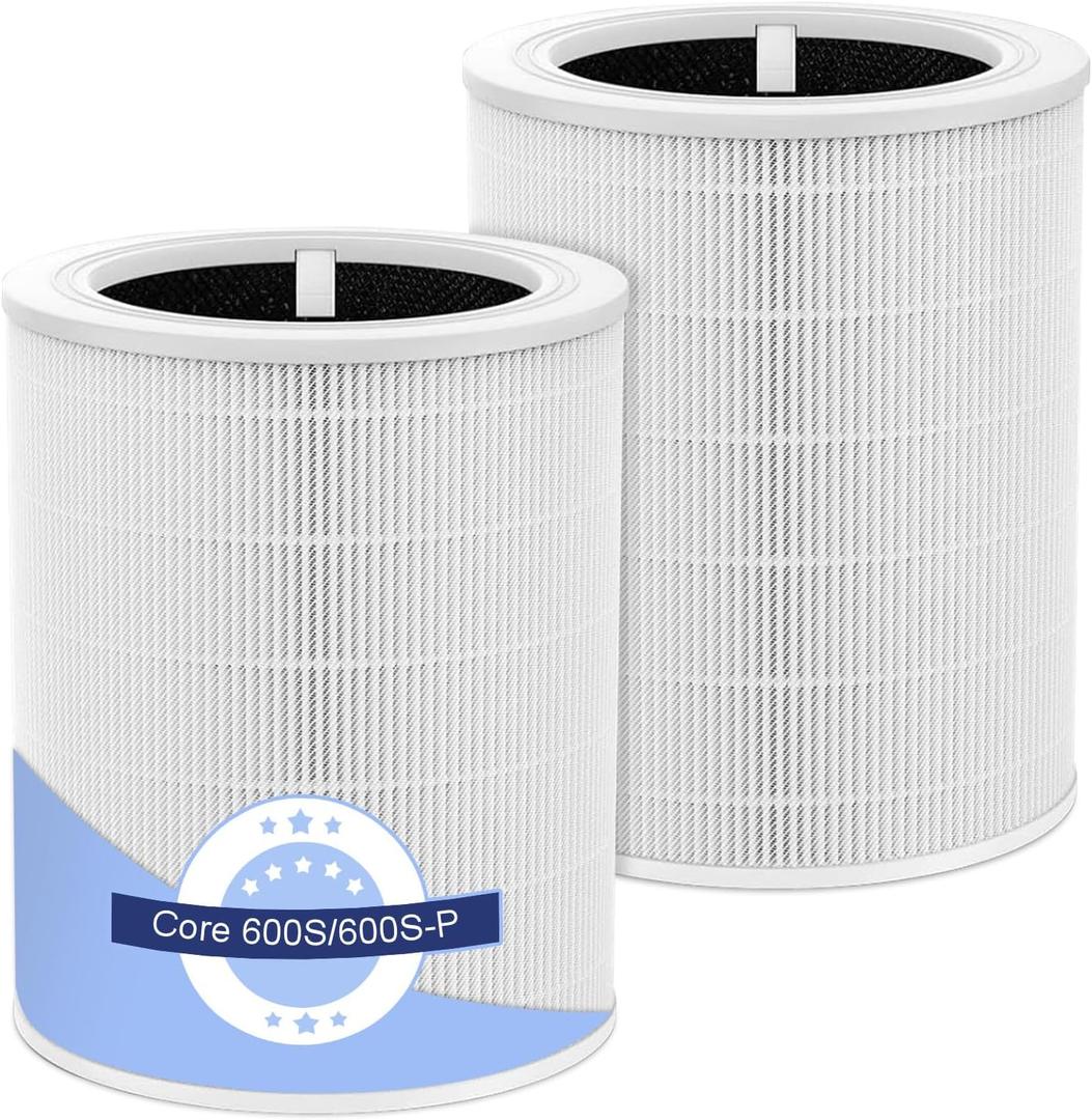 2 Pack Core 600s Replacement Filter Compatible with Levoit Core 600S-P Air Purifier, 3-in-1 True HEPA High-Efficiency Activated Carbon Filter for Home Large Room, Core 600S-RF