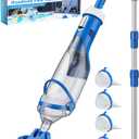 Cordless Pool Vacuum with Telescopic Pole, 18.5 GPM Powerful Suction, 1.5H Supercharge Technology, Handheld Rechargeable Pool Vacuum Cleaner for Above Ground/Inground Pools, Hot Tubs, Spas (Deep Blue)