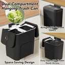 Hanging Trash Can with Lid, Black Bathroom Accessories Set Incluced 3.9 Gallon Small Kitchen Compost Bin, Soap Dispenser with Sponge Holder, Sponges and Trash Bags for Cupboard/Kitchen Bedroom