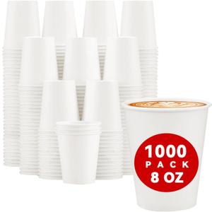 Lamosi 1000 Pack Paper Cups 8 oz, Disposable Coffee Cups, Paper Coffee Cups, 8 oz-25 Pack of 20