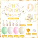 SUNBEAUTY Goose Party Decoration Set, Pink Yellow Bow Goose Baby Shower Decor, Funny Table Centerpiece Gift for 1st Birthday Decorations, Anniversary Decorations, Wedding Party Decor