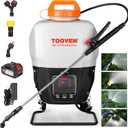 Toovem 4 Gallon Battery Powered Backpack Sprayer - Electric Garden Sprayer with 18V Strong Battery, Automatic Pressurization, 4 Nozzles, Comfortable Design for Lawn, Garden, Farms & Orchards Spraying