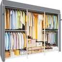ULIFHOME E14C Pro Heavy Duty Closet Organizer System，Freestanding Clothing Racks for Hanging Clothes，Adjustable Garment Rack 69" W × 16" D × 77" H Hold 960 lbs，White Rack with Grey Dustproof Cover