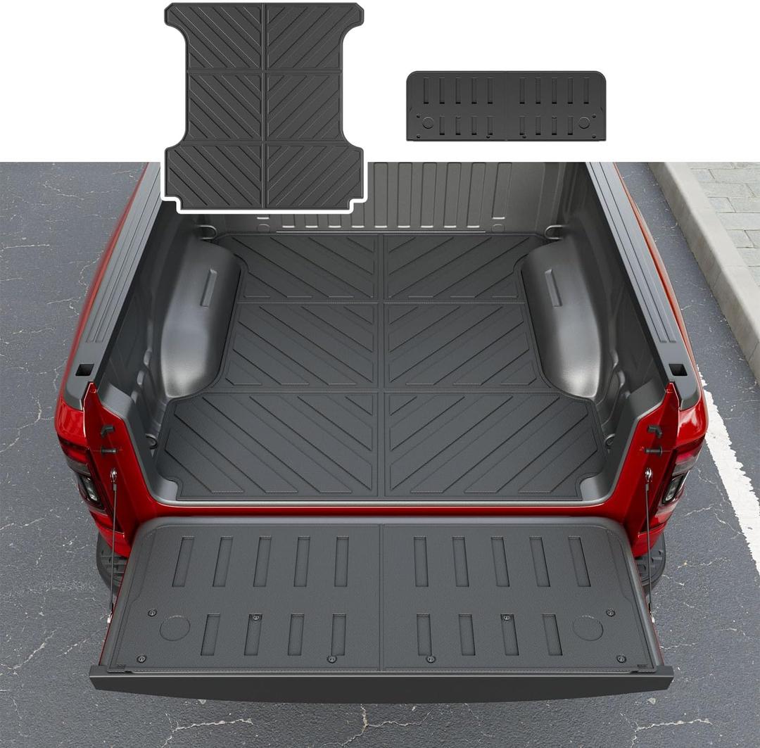 Xipoo 5.7FT Bed Mat Tailgate Mat Compatible with 2019-2025 Dodge Ram 1500 TPE Tailgate Liner Replacement for 2019-2025 Dodge Ram 1500 Accessories(5.7FT Truck Mat+Tailgate Mat)