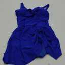 Women One Piece Swimdress 2025 Tummy Control Bathing Suits Halter Mesh Ruflfle Swim Dress Ruched Tie Knot Swimsuit Blue, M