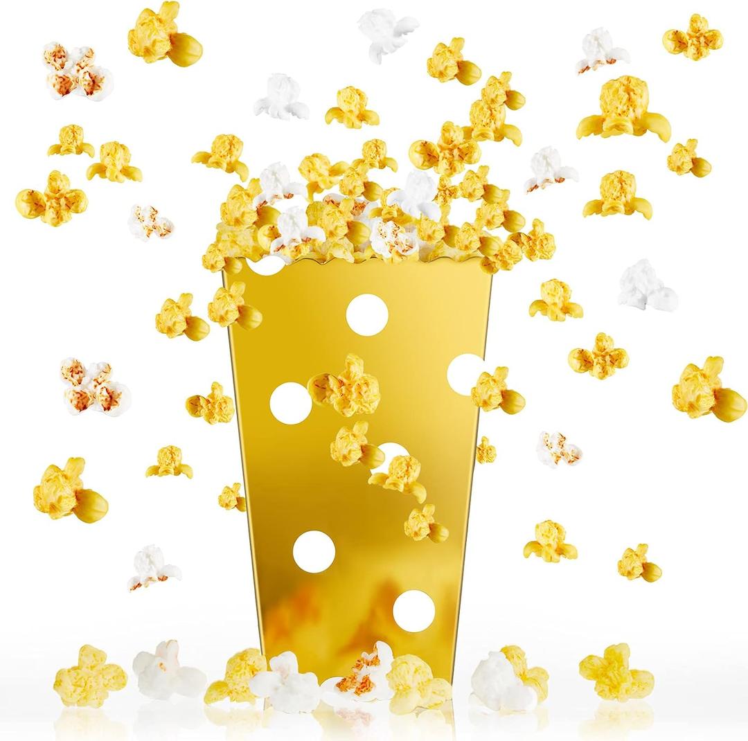 100 Pieces Mini Resin Popcorn Decor Fake Popcorn Decorations with Boxes Cardboard Container for Party DIY Photo Props