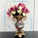 Large Golden Vase and Artificial Flower Set, European Vintage Resin Vase with Floral Arrangement for Various Party Venue Atmosphere, Restaurant, Bedroom, Office Decor