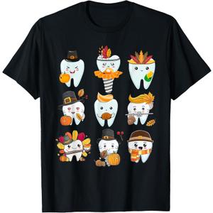 Cute Teeth Dental Squad Dental Assistant Thanksgiving T-Shirt, S