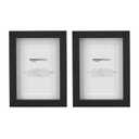 Amazon Basics Rectangular Picture Frame with Glass, 5" x 7", Wall Hanging or Tabletop Display, Mat for 4" x 6" Photo, Black, 2-Pack