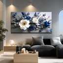WLWBINTING Flowers Wall Art Modern Minimalist Canvas Art Print, White Floral Paintings Pictures Industrial style Artwork Decor for Bedroom Living Room Bathroom Office Home Aesthetics Decoration