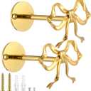 Blulu 2 Pcs Metal Bow Curtain Holdbacks Gold Wall Mounted Bow Curtain Hold Backs Curtains Modern Gold Holders for Living Room Bedroom Office Home (3.67 x 2.64 Inches)