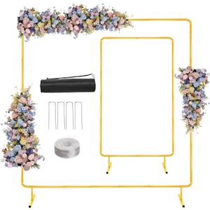 6.6FTx6.6FT Wedding Balloon Arch Backdrop Stand, Gold Square Rectangular Metal Background Arch Frame for Garden Flower Arch, Birthday, Baby Shower Parties Decoration