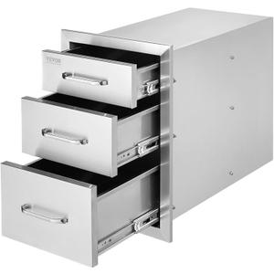 VEVOR 14x20.3 Inch Outdoor Kitchen Drawers Stainless Steel, Flush Mount Triple Drawer, 14W x 20.3H x 23D Inch, with Stainless Steel Handle, BBQ Drawers for Outdoor Kitchens or BBQ Island