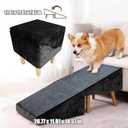 Split Ottoman Dog Ramp for Small Dogs and Cats 2-in-1 Foldable Wooden Pet Ramp and Stairs for Couch and Low Bed, or Ottoman, Non-Slip and Portable, Black