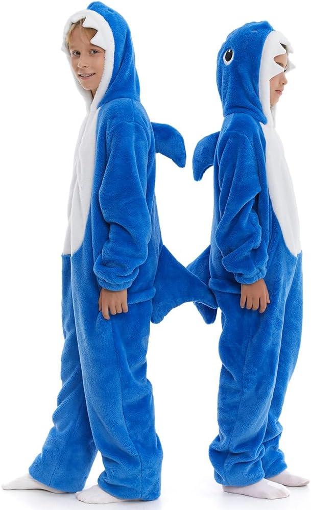 HSCTEK Fuzzy Teddy Fleece Child Onesies Pajamas - Kids Long Sleeve Zip Up Hooded Blanket Sleep - One Piece Costume