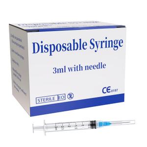 100 Pack 3ml 23Ga Plastic Syringe with Measurement for Scientific Labs, Industrial Dispensing Animal and Pet Supplies, Disposable Individually Wrapped (100, 3ml-23Ga) (3ml-23Ga)