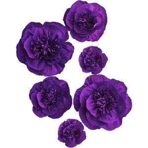 Letjolt Artificial Paper Flowers Decorations for Wall 3D Artificial Flowers for Wedding Backdrop Home Decor Baby Shower Bridal Shower(Purple Set 6)