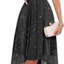 BeryLove Sequin Prom Wedding Guest Cocktail Glitter Dress Aline Dress Evening Classy Party Midi Short Sleeve Dresses 0041 Black M