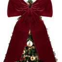 20 x 30 Inches Christmas Large Velvet Bows Christmas Tree Topper Decor Giant Xmas Tree Toppers Bows for Home Wreath Wall Backdrop Birthday Wedding Party Decorations(Burgundy,1 Pcs)