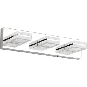 Ralbay Modern LED Vanity Light Fixtures 3 Lights Up and Down LED Modern Bathroom Vanity Lights Over Mirror Rotatable Acrylic Stainless Steel Chrome Bath Wall Lighting