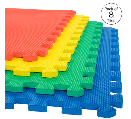 Floor Mats - 7 -Piece Nontoxic Exercise Mat or Play Mat for Toddlers, Babies or Kids - Foam Padding for Home Gym by Stalwart (Multicolor), 

12"×12"
