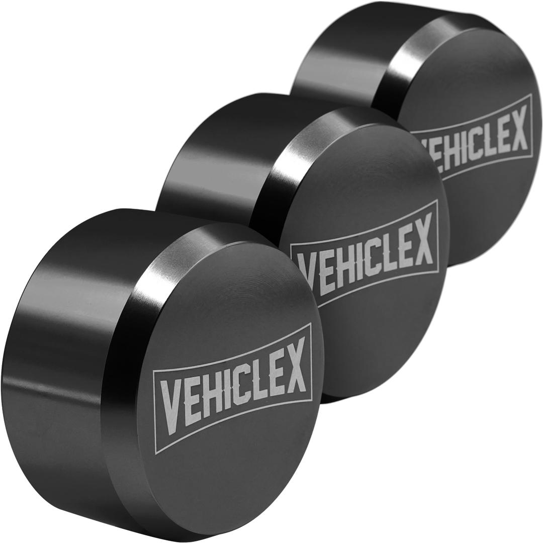 Vehiclex Keyed-Alike Puck Lock Set – Hidden-Shackle Security with Steel Pin – Weather-Resistant Aluminum Body & Brass Core – for Trailers, Sheds & Gates – 3 Pack, Black