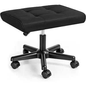 Footrest Under Desk Leg Rest Ottoman Adjustable Height Foot Stool (Black), 19.3''L x 15''W