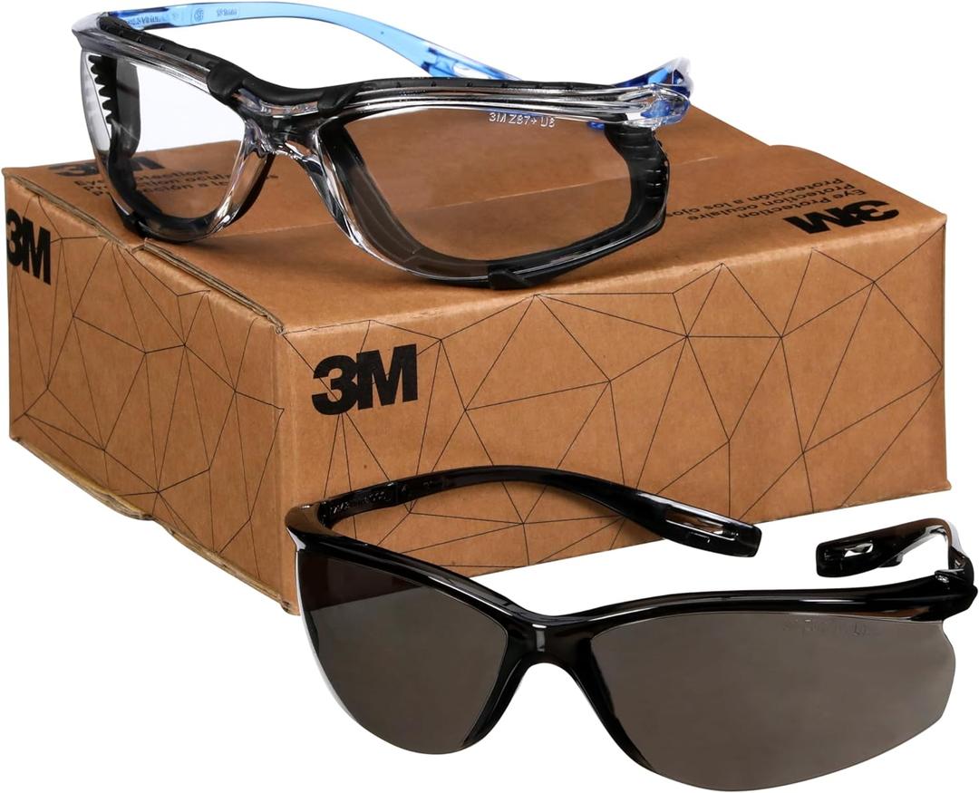 3M Safety Glasses, Virtua CCS and Virtua Sport CCS 2-Pack, Anti-Fog, Anti-Scratch, ANSI Z87, Corded Ear Plug Control System, Removable Foam Gasket, 1 Pair of Clear Lens and 1 Pair of Gray Lens (One Size)