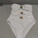 Milumia Women's 3D Floral Cut Out Bandeau Swimwear Sexy Strapless One Piece Swimsuits (White,Small)