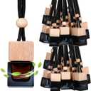 30Pcs Hanging Car Air Freshener Diffuser, Empty Refillable Clear Glass Essential Oil Fragrance Perfume Diffuser Pendant Glass Vials with Wooden Caps&String, Remove Auto Odor Long-Lasting Fresh Air