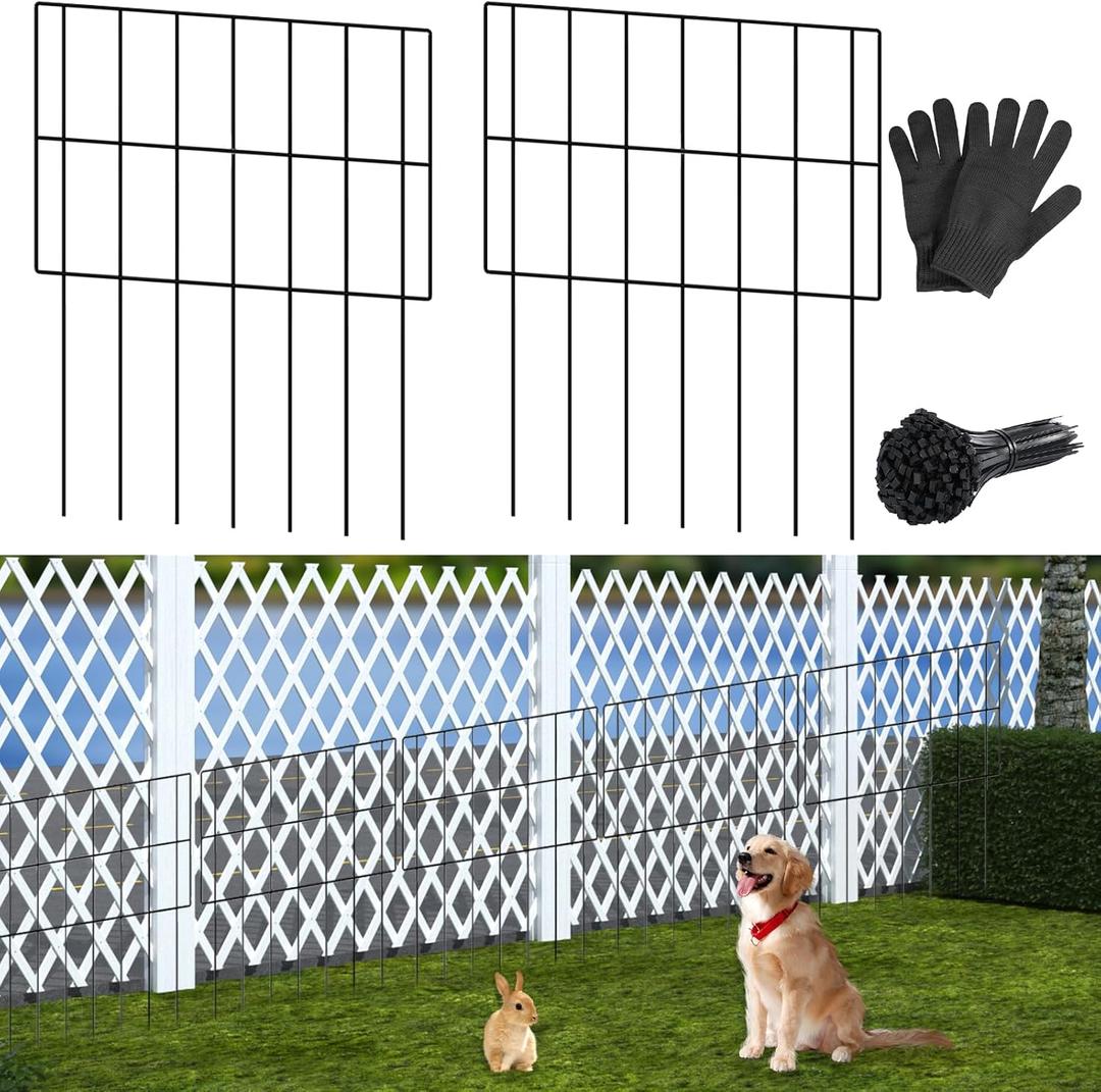 20 Panels Animal Barrier Fence, 13 in(H) x 17 in(L) No Dig Fence for Rabbits and Dogs, Rustproof Metal Wire Garden Fence Border with Ground Stakes for Yard, Patio & Landscaping