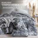 Fluffy Queen Size Comforter 3 PCS - Tie Dye Black Fleece Bedding Set, 3 Pieces-Queen