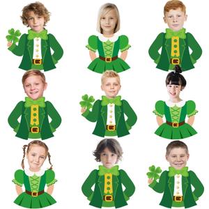 2 x St Patricks Day Classroom Bulletin Boards Decorations St. Patrick's Day DIY Cutouts March Leprechaun Suit and Dress Paper Cutting Green Irish