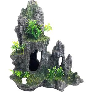 Aquarium Decoration Extra Large and Tall for Fish Tank Rock Thematic Ornaments Aquarium Mountain View Stone Ornaments Aquarium Decor Tree House Cave Fish Tank Decoration - Extra Large