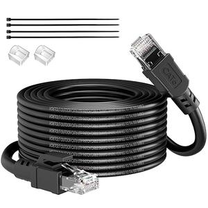 Cat 6 Outdoor Ethernet Cable 75 ft, 24AWG 10Gbps Cat6 Cable Cord Waterproof Direct Burial LLDPE UV Jacket, Internet Network Cable with 20 Ties Support POE Cat6 Cat5e Cat5, CCA, UTP for PC