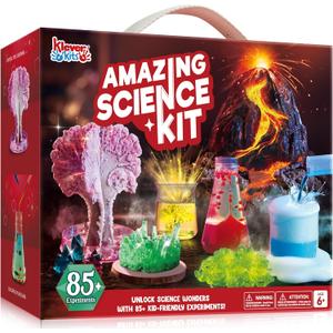 Klever Kits Amazing Science Kits- 85+ Experiments Educational Toys, STEM Activities with Erupting Volcano and Growing Crystal Tree for Kids Aged 6 7 8+