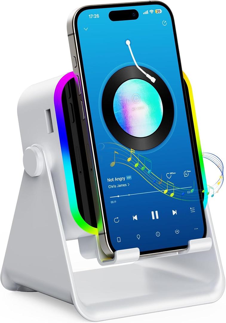 TARKARI Wireless Induction Speaker, 5 in 1 Bluetooth Speaker with Cell Phone Stand, HD Stereo Sound Compatible with iPhone iPad Android Tablet, Birthday Gifts for Women Men Him