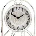 Westclox Vintage Style Bird Table Clock – Decorative Metal Desk Clock, Battery Powered, Retro Home Accent for Living Room, Bedroom, or Office (White)