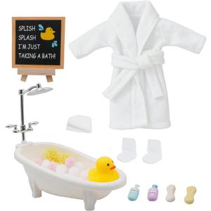 Christmas Elf Doll Accessories Kit, Over 10Pcs Holiday Elf Doll Bath Clothes Sets Include Bathrobe Socks Bathtub Towel for Christmas Decoration