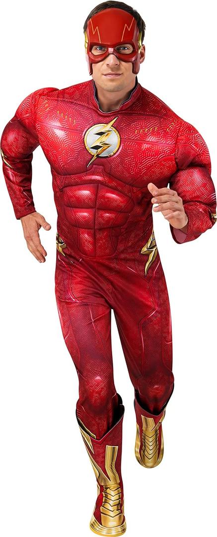 Rubie's Men's DC: The Flash Movie Deluxe Costume Jumpsuit and Mask, As Shown, Medium (Red, M)