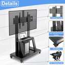 Hellsehen Mobile TV Stand,Rolling TVs Cart on Wheels Height Adjustable Heavy-Duty Floor Stand Base for 32-75 Inch LCD LED OLED Flat Panel Screens Smartboard Movable Holds up to 220lbs with Shelf