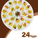 PAHTTO Deviled Egg Platter 2 Pack, Deviled Egg Trays with 24 Slot Each, Egg Container for Party Display, Portable Easter Egg Holder, Dishwasher Safe Melamine, 12inch Diameter