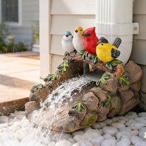 Teaeeno Bird Gutter Downspout Extension Decoration, 4''x4'' Downspout Extender Diverter Splash Block Sculpture Outdoor Decor, Animal Resin Statue Ornaments, for Garden, Yard